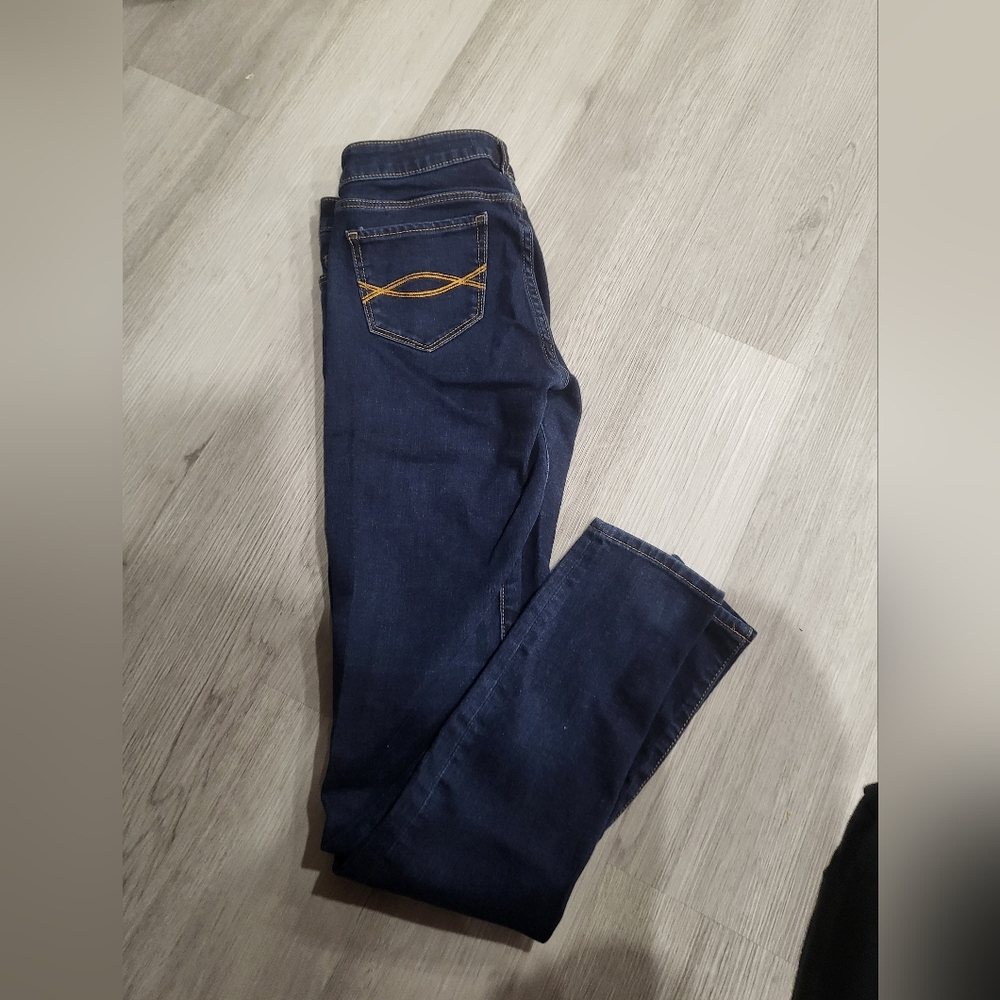 Abercrombie & Fitch Dark Blue Jeans with Gold Stitching
